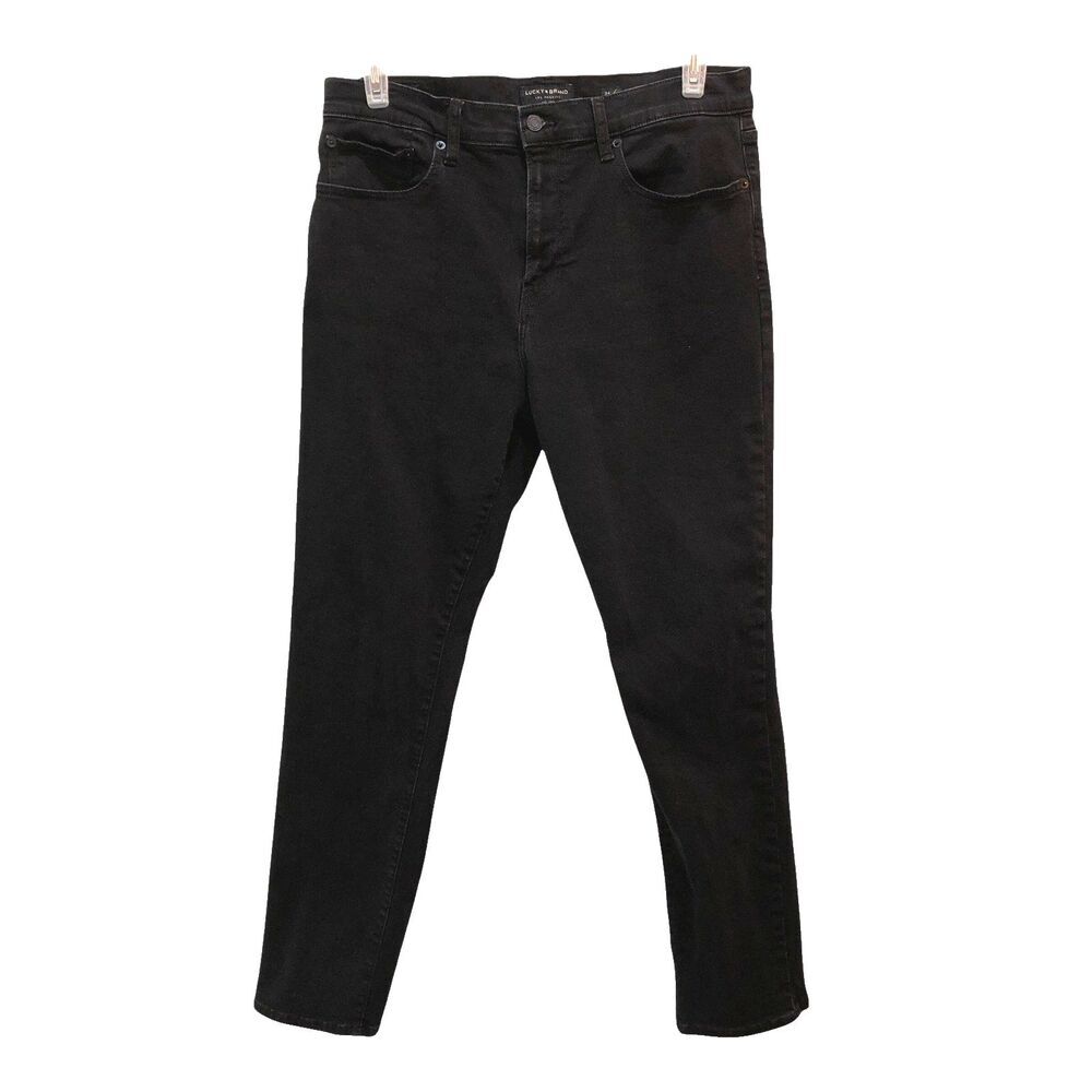 Lucky Brand Mens 34  x 32 Black Slim Straight Fit Pockets Denim Jeans (33x30.5)